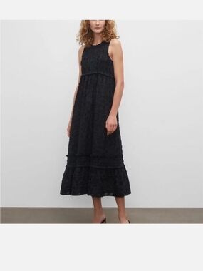 Club Monaco Black Smocked Sleeveless Dress